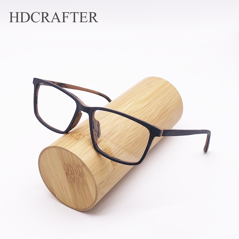 HDCRAFTER Wooden Prescription Frame Glasses for Men Optical Myopia Eye Glasses Frame Clear Full Frame Eyeglasses Spectacles
