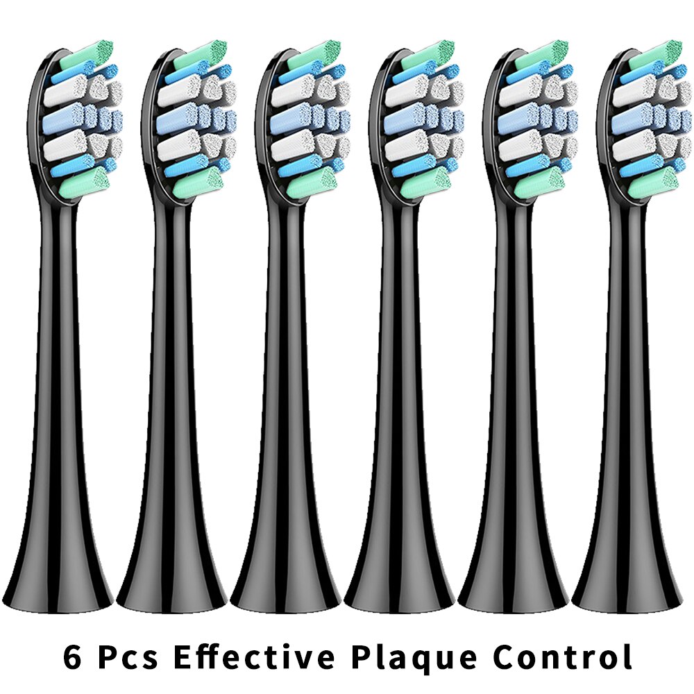 Replacement Toothbrush Heads Compatible with Phillips Sonicare Fits 2 Series 3 Series Plaque Control DiamondClean FlexCare: 6Pcs-BK-Plaque
