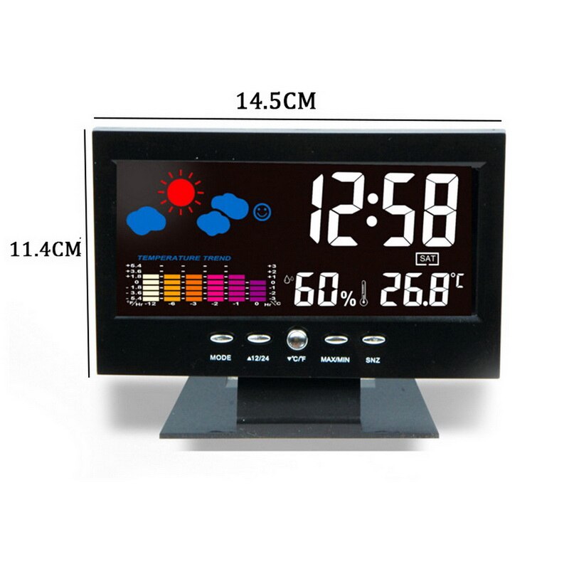 Multi-functional Weather Station Clock Digital Indoor Thermometer Hygrometer Calendar Phase Colorful LCD Display