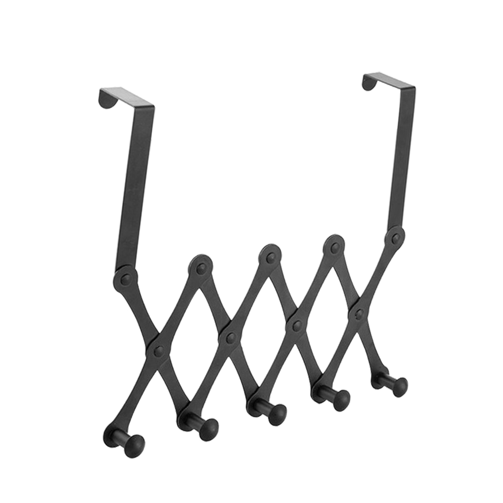 Deur Opknoping Haak Punch Gratis Deur Hanger Hoeden Tassen Houder Tie Sjaal Sleutel Haak Verstelbare Muurhanger Kledingrek Handdoek plank: Black-52cm