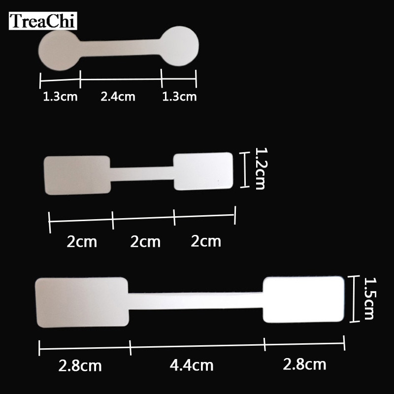 Adhesive Paper Jewelry Ring Tag White Dumbbell Ring Tag Rectangle Jewelry Sticker Label Tag 50pcs/100Pcs