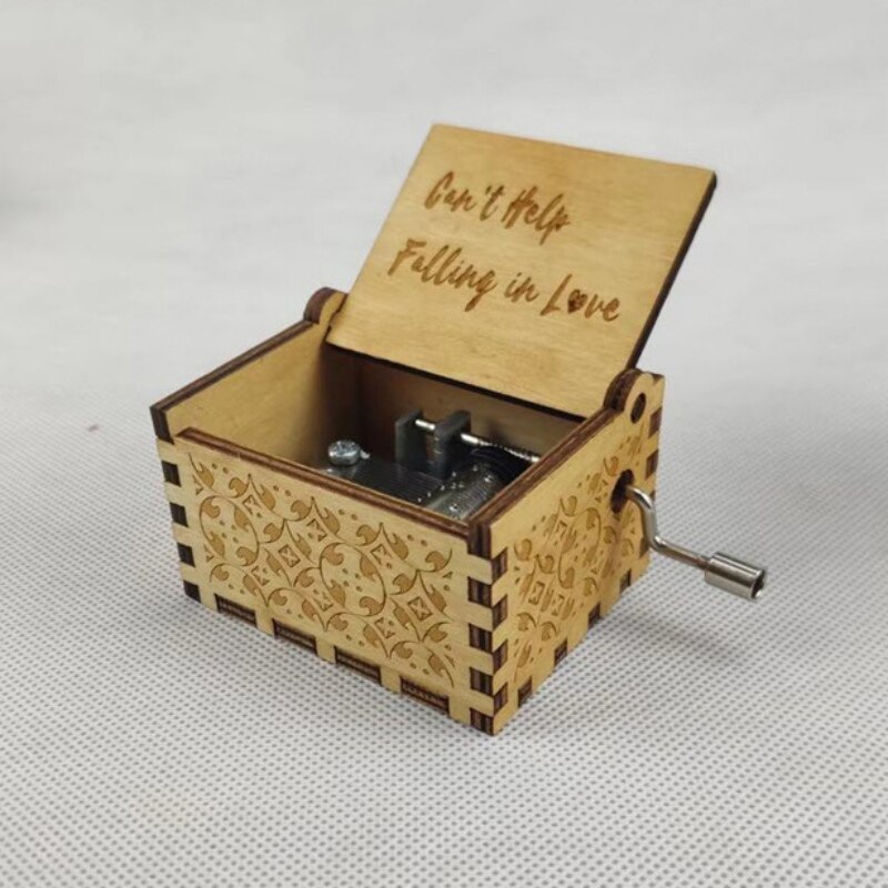 Wooden Engraved Hand-cranked Music Box Boxes To Mom Daughter