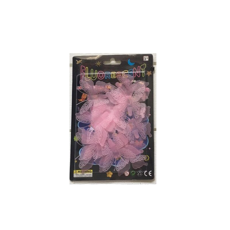 Children Luminous PVC Switch Sticker Cartoon Glowing In The Dark Wall Sticker Home Room Decor 3D Luminous Butterfly Sticker Toys: Pink