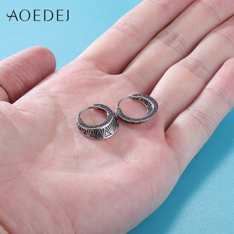 Aoedeli-pendientes de aro de acero inoxidable 316L para hombre, aretes circulares Punk Rock para hombre, joyas góticas, para niños