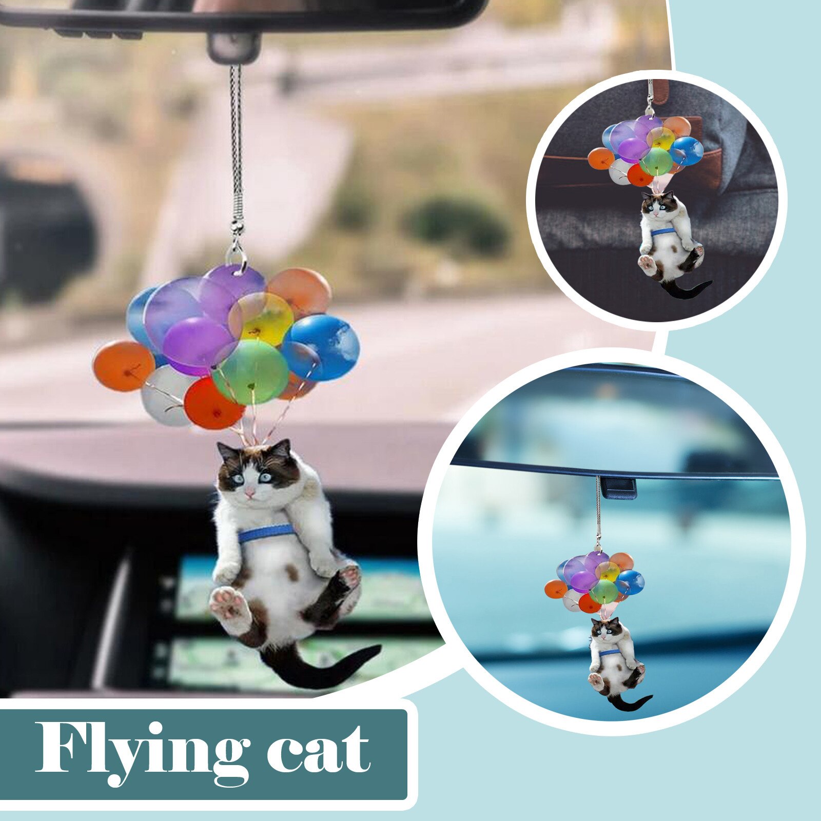 Atrapasueños colgante de gato volador para exteriores, adornos de mochila de coche de arcoíris, decoración de jardín de gato lindo, atrapamoscas de cristal arcoíris, 25 #