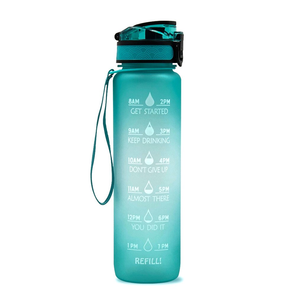 1L Water Fles Motivatie Water Fles Met Tijd Maker Drinken Frosted Lekvrij Cup Voor Outdoor Sport Fitness Tritan Materiaal: 02