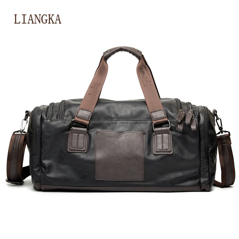 Reisetasche aus schwarzem pu-leder, wandertasche, handgepäck für herren, reisetasche für outdoor-aktivitäten, großes fassungsvermögen: Default Title