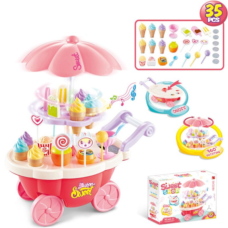 Boodschappen Speelgoed Mini Trolley Meisje Snoep Auto Ijs Winkel Supermarkt Kinderen Huis Speelgoed Verlichting Speelgoed Auto Cadeau Speelgoed Muziek