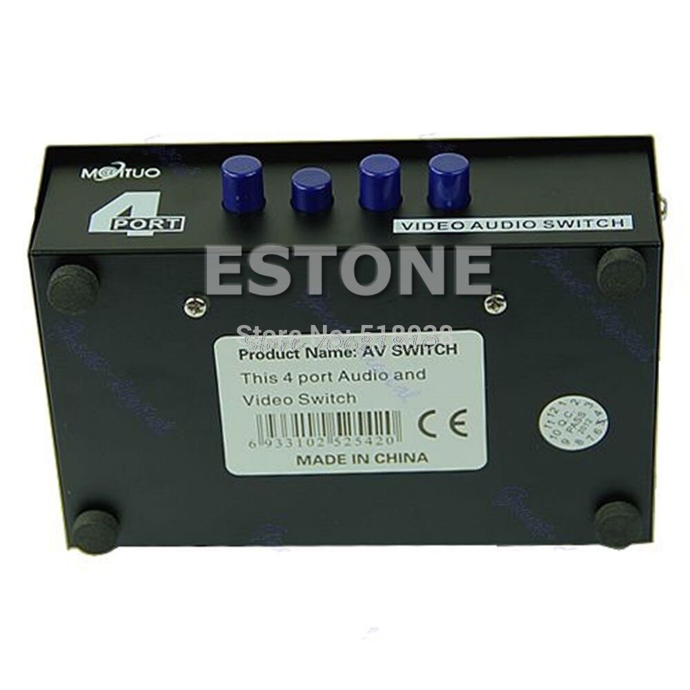 4 Port Input 1 Output Audio Video AV RCA Switch Switcher Selector Box