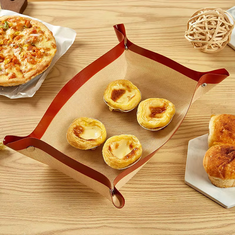 Draagbare oven bakmat, siliconen bakmat met knop, hittebestendige deegmat, herbruikbare, veilige en betrouwbare keukenbakbenodigdheden.