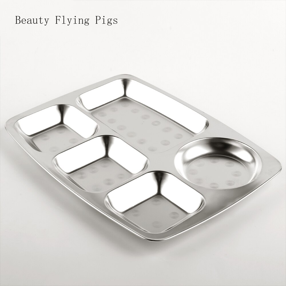 Direct selling stainless steel fast food grid plate rectangular plate home multi-plate plate canteen tableware