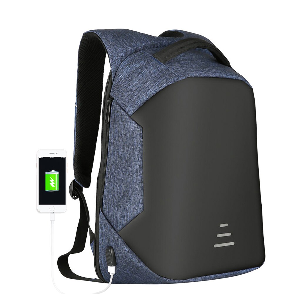 MARKROYAL Anti-theft Men Backpack For 15.6 Inch Laptop External USB School Rucksack Bag Large Capacity Urban Waterproof Mochila: Blue