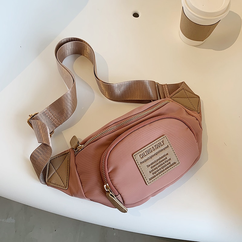 Fransk lærred brystpose håndtaske & skuldertaske talje taske bredde 29cm højde 12cm tykkelse 6cm