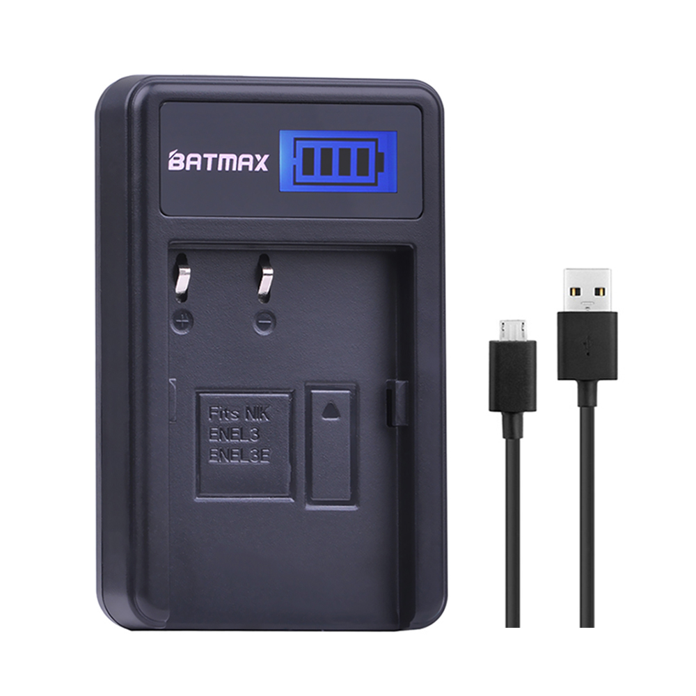 Batmax EN-EL3E es EL3E Cámara Paquete de batería + cargador USB con LCD para Nikon D90 D80 D300 D300s D700 D200 D70 D50 D70s D100 cámaras