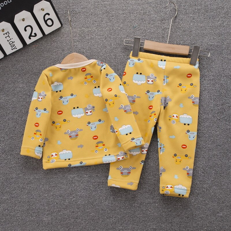 Poikavauva syksy ja talvi sametti paksu puuvilla alusvaatteet puku pojalle söpö sarjakuva kuvio rento lämmin pyjama puku