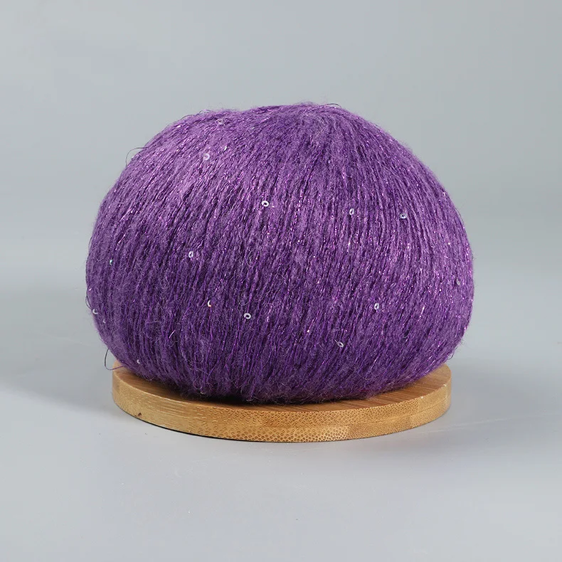 50 g Spitzen-Mohairgarn mit Pailletten, Häkel-Strickgarn mit Lurex, modische Baby-weiche Pullover-Schal-Nadelgarn mit Schlaufen