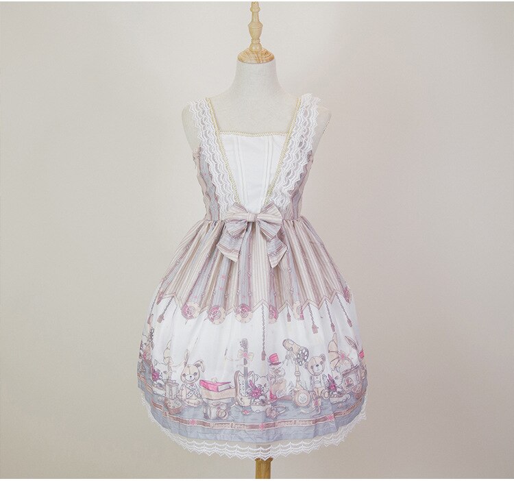 Steampunk vintage langærmet lolita kjole japansk op lolita kjole kvinder sommer jsk lolita kjole til kvinder plus str.: Lys jsk / L