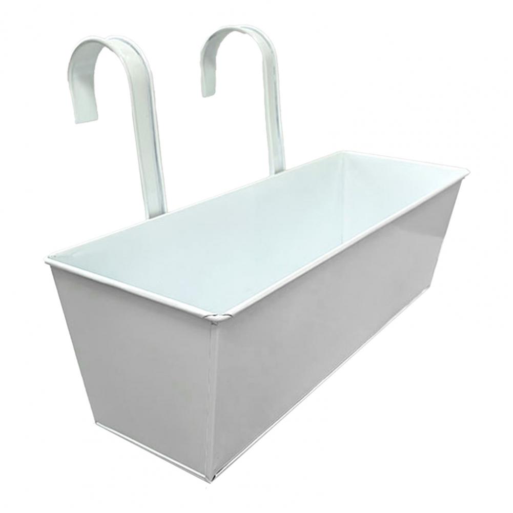 Hangende bloempot Rechthoekige relingplantenbak met drainagegat 16-inch plantenbak met haken voor balkonveranda of dek: YELLOW