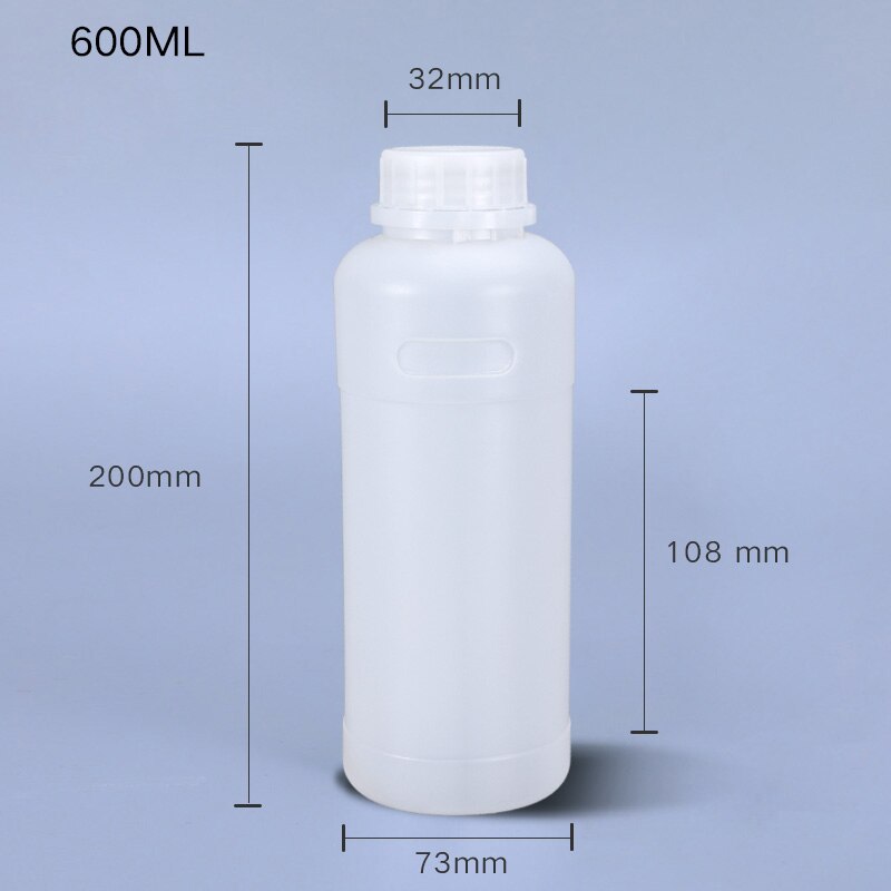 Round Plastic bottle with Lid Empty storage container for Disinfection Alcohol Food Grade HDPE material 1PCS: 600ml translucent