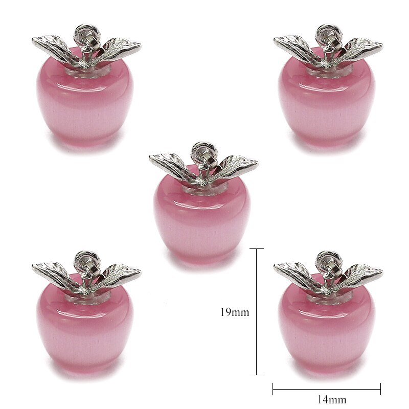 4 Colors Red White Faux Opal Apple Shape Pendant Diy Necklace Charms Without Chain for Girl Jewelry 2Pcs