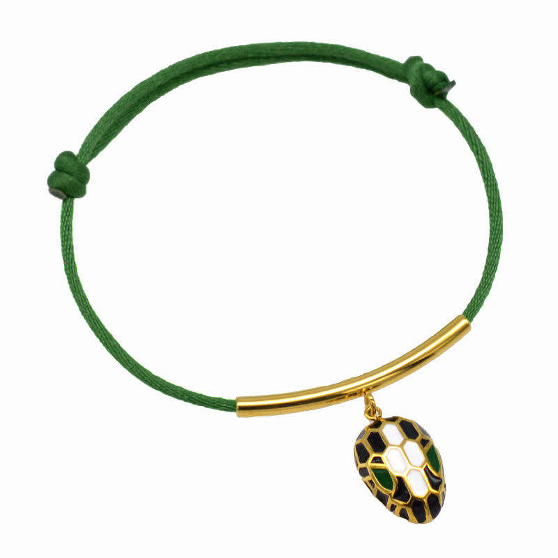 Pulsera de cuerda con cabeza de serpiente esmaltada para mujer, clásico, Color dorado, acero inoxidable, ajustable, accesorios de pulsera DIY: VERMEIL