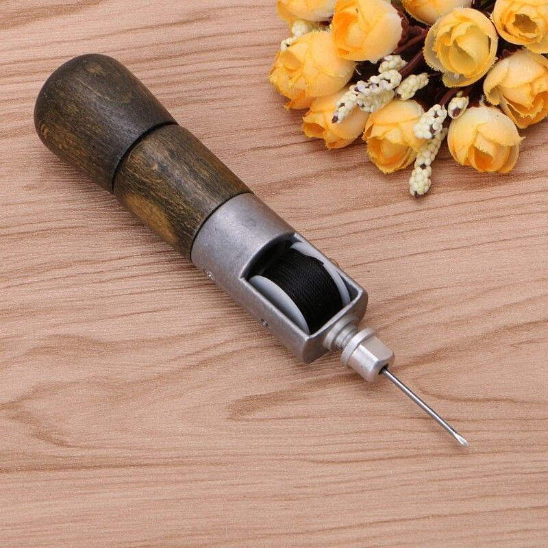 Herramienta de costura de cuero DIY, hilo encerado para costura a mano de cuero para artesanía de cuero, bordado de borde, correas de correa, herramienta para Zapatero