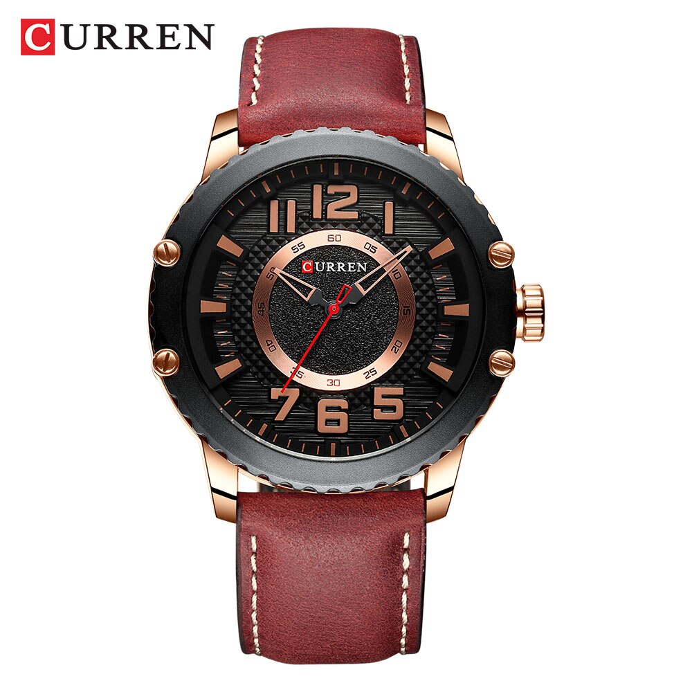 Relogio masculino ure herre curren ur herre ure læder vandtæt armbåndsur herre sport quartz ur 8341: Rose guld