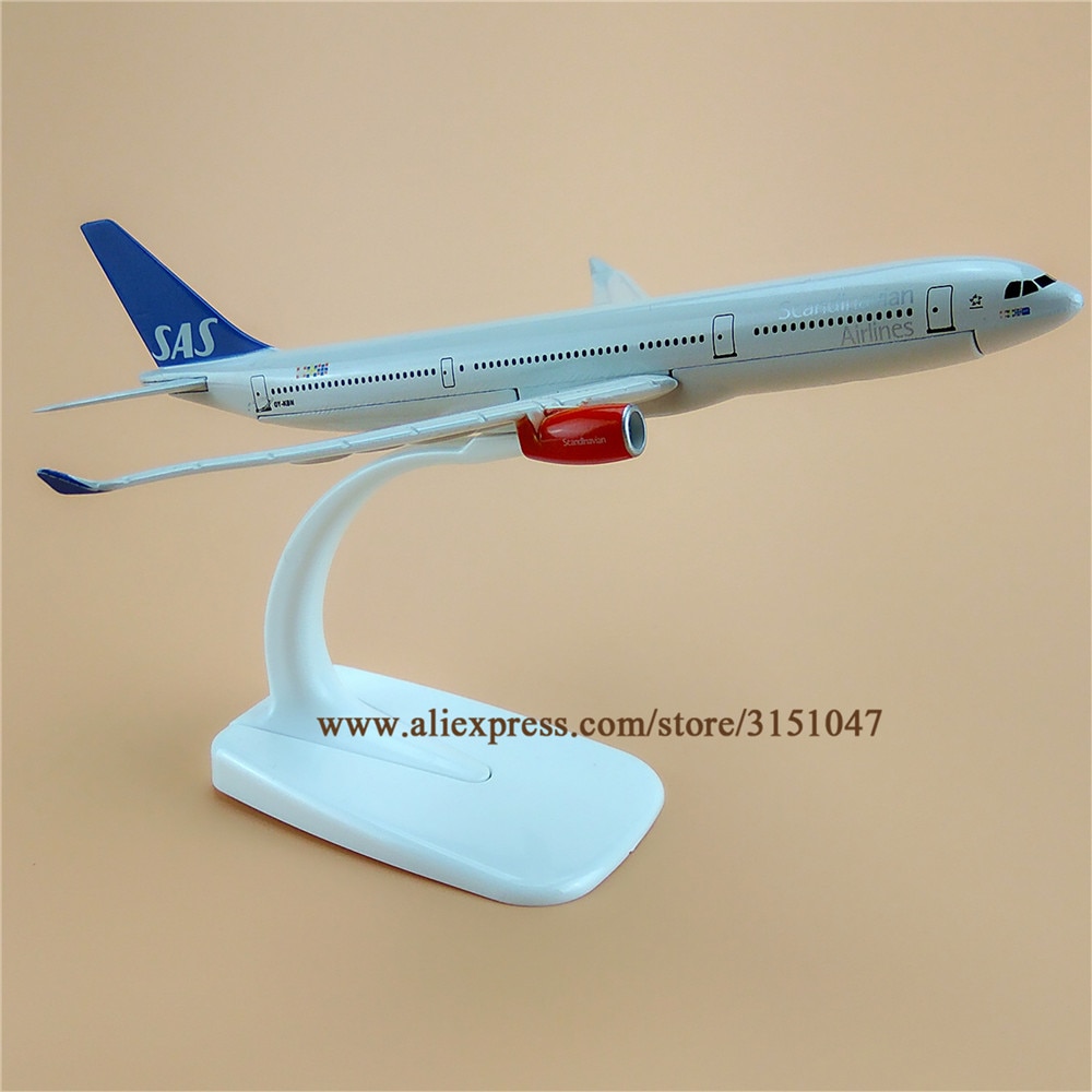 16cm Alloy Metal Plane Model Air Scandinavian SAS Airways Airbus 330 A330 Airlines Airplane Model w Stand Aircraft