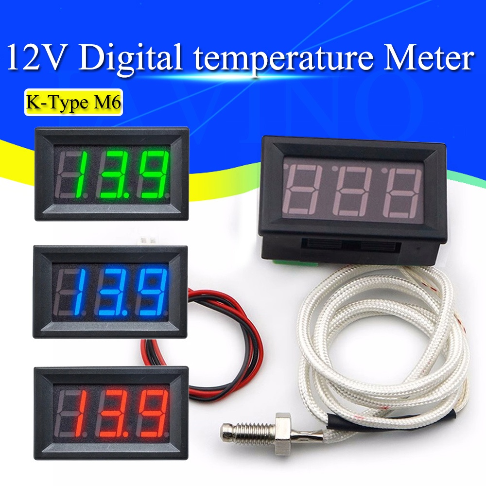 Termómetro termopar Industrial de alta temperatura tipo K M6, medidor de temperatura Digital de 12V, termógrafo de 30 ~ 800 grados