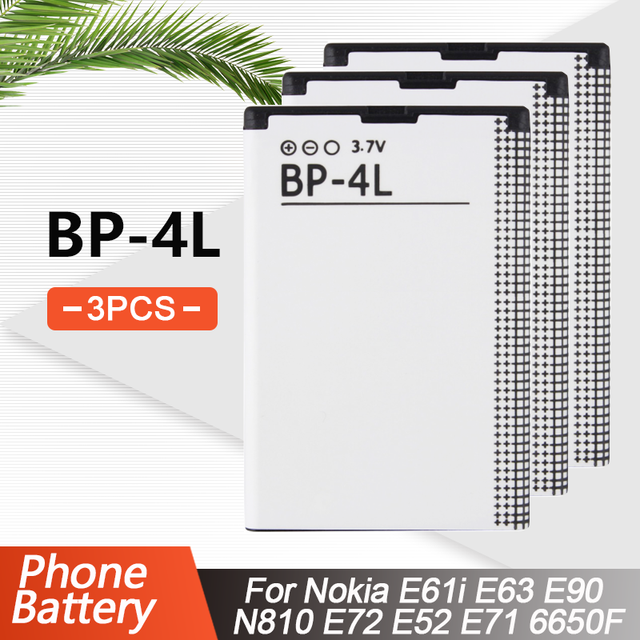 1500mAh BP-4L BP4L BP 4L Replacement Phone Battery For Nokia E61i E63 E90 E95 E71 6650 6760 N97 N810 E72 E52 Lihtium Battery: 3PCS