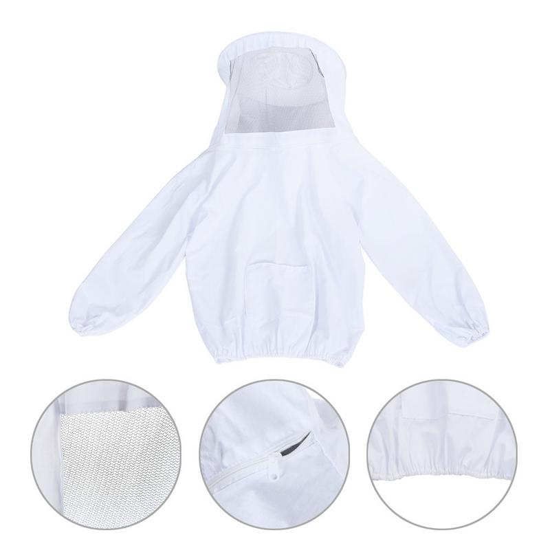 Con bolsillo de almacenamiento Anti-abeja ropa Siamesed cabeza máscara de ropa exterior superior para ropa de apicultura # DO