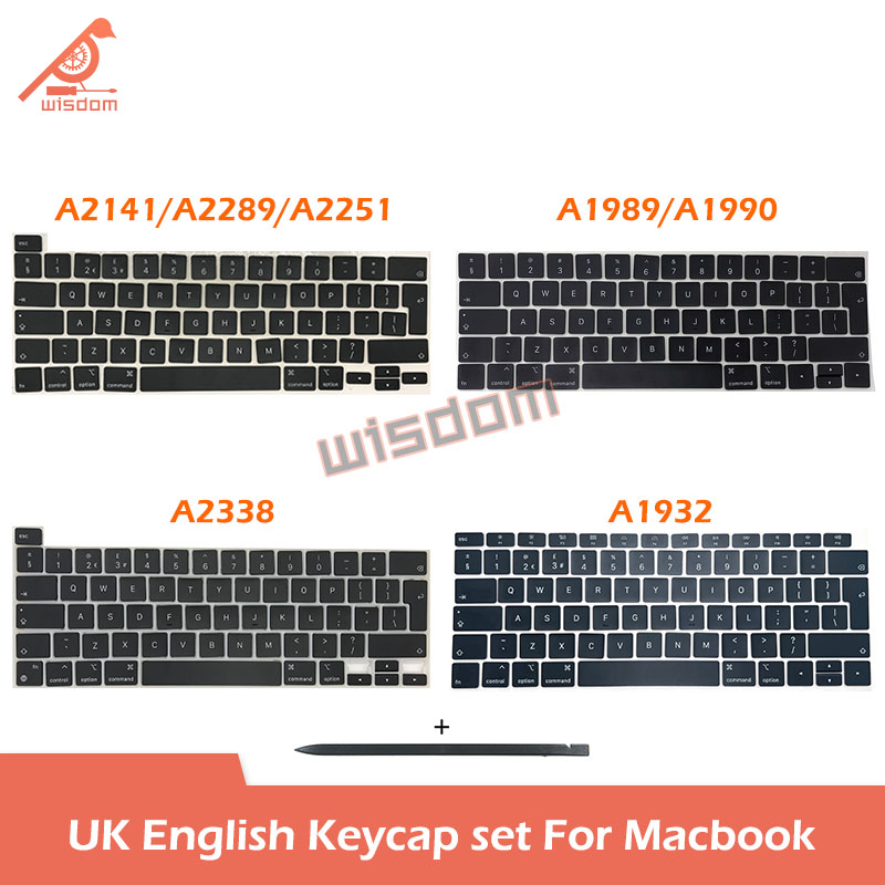Laptop Uk Layout Keycaps Toetsen Voor Macbook A1466 A1502 A1707 A1989 A2337 A2338 A2141 A2681 A2442 A2681 A2681 A2941 Toetsenbord Reparatie