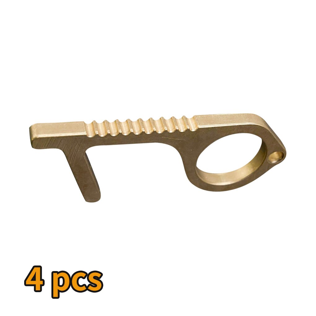 Avoid Contact Handle Puller Hands Protection Brass Key Shaped Contactless Elevator Button Presser: 4pcs