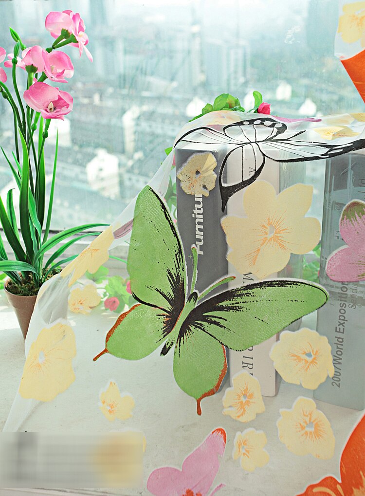 200cm x 100 cm Butterfly Print Sheer Window Panel Curtains Room Divider for living room bedroom Kitchen Room Window Curtain