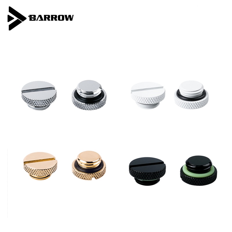 6PCS Barrow G1/4" Stop Plug Fitting - With Coin Slot For Water Cooling Transparent Black,Silver,White,Gold YKLZS1-T01 TZS1-A02