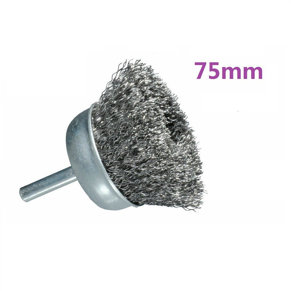 75mm Steel Wire Cup Brush 6mm Shank For Removing Paint Derusting Polishing For Grinders Rotary Tools Accessories