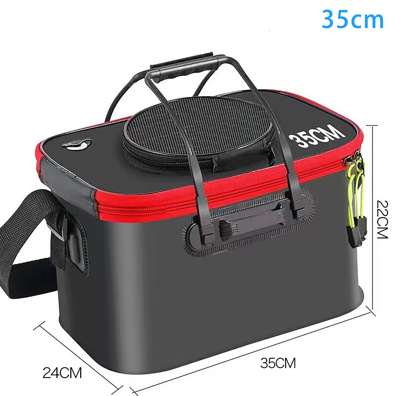 Cubo de pesca plegable, cubo para peces vivos, cubo de pesca portátil multifuncional, caja de pescado, mochila gruesa EVA, caja de pesca: YELLOW