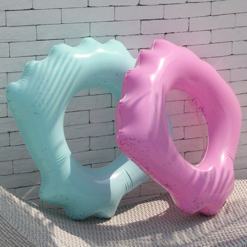 Uppblåsbar snäckskal simring för pool flytmadrass pool förtjockad pvc sommar flytande ring sits leksaker 90cm
