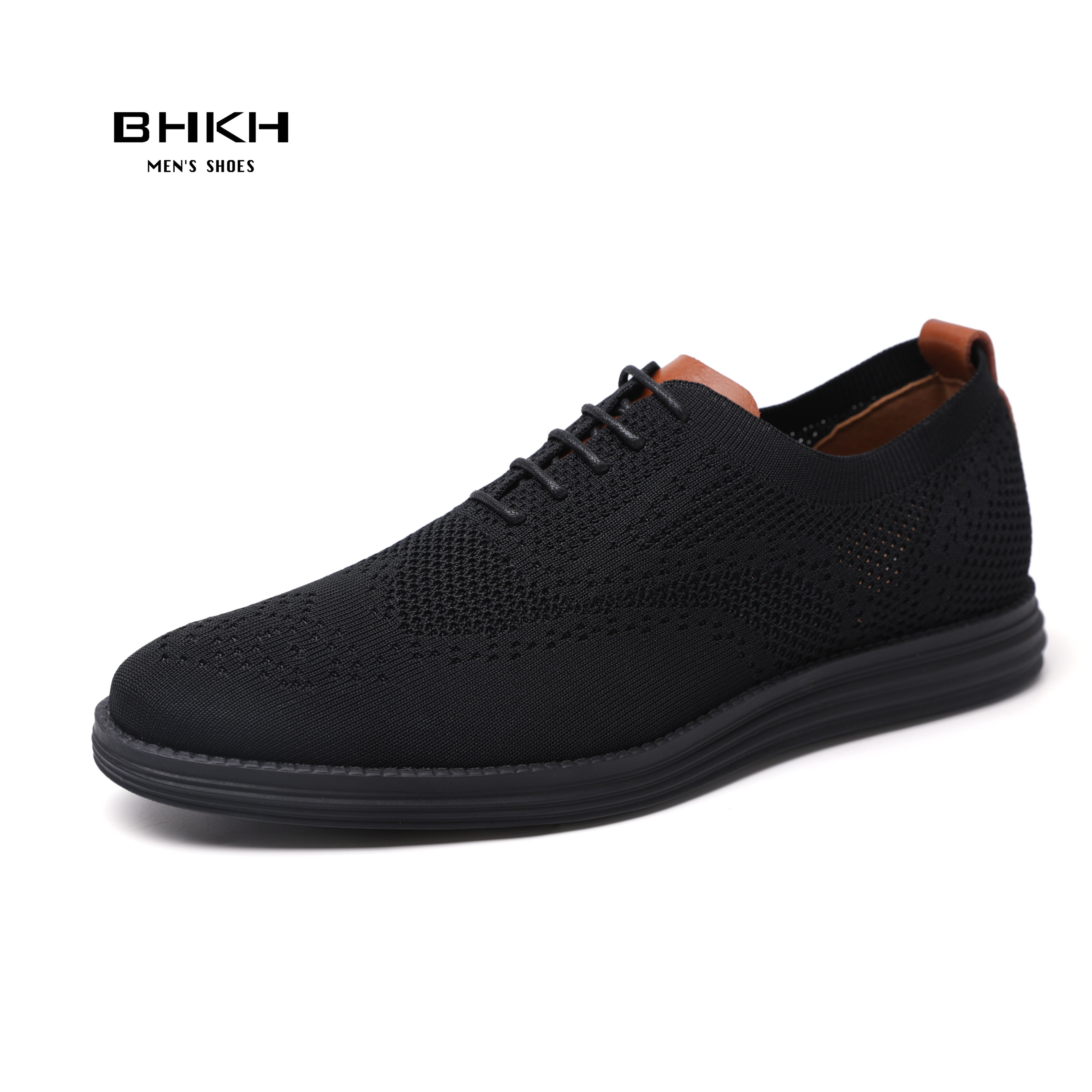 Bhkh 2022 Ademend Gebreide Mesh Casual Schoenen Lichtgewicht Smart Casual Schoenen Kantoor Schoeisel Mannen Schoenen: G-8217-black / 41