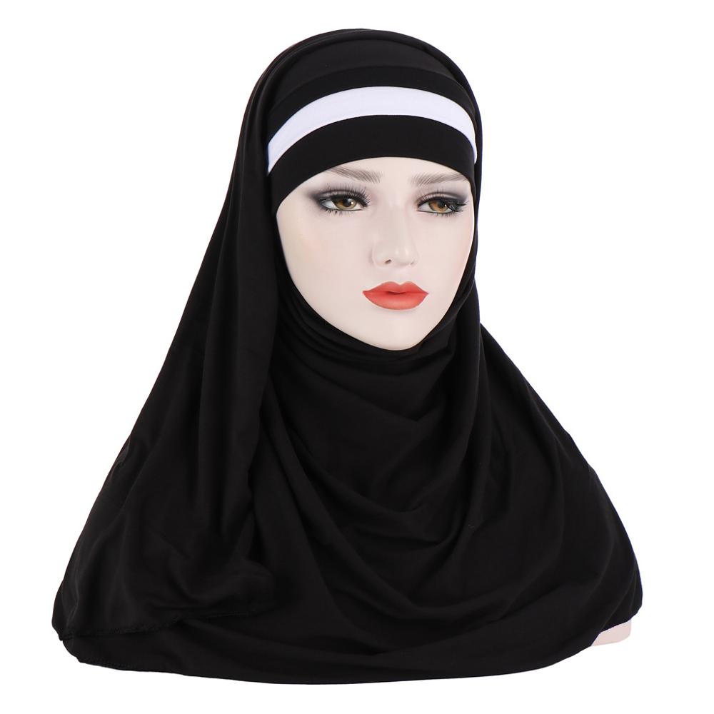 Bufandas musulmanas de dos colores para mujer, hiyab de doble bucle, bufanda deslizante, para tirar sobre el crepé, práctica bufanda estilo chal, novedad de: 3