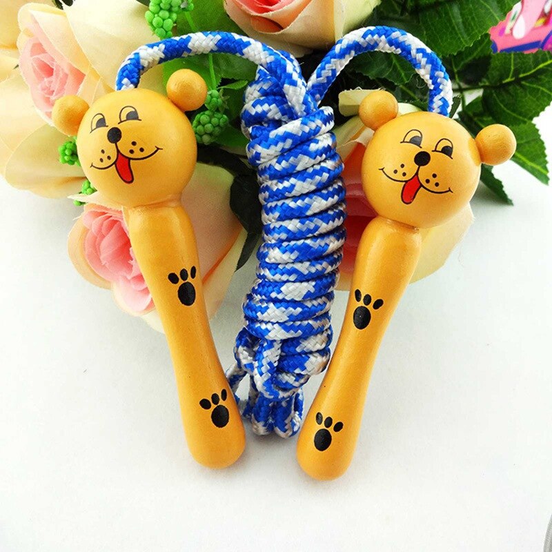 1PC Kids Jump Ropes Wood Handle Sport Bodybuilding Fitness Lovely Cartoon Skipping Ropes Crossfit Fitness Equipment