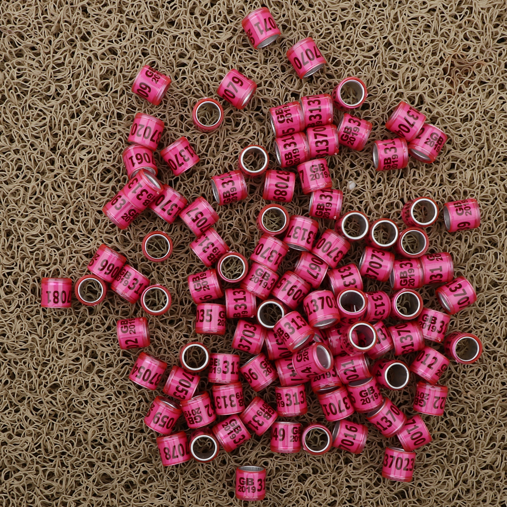 100 Pieces Racing PIgeon Leg Ring Tag Band w/ Place and Number Mark, Premium: Pink