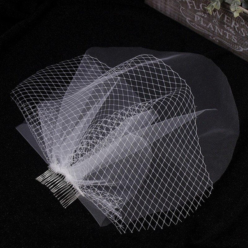 Casquette en Tulle blanc fait à la main, voile pour Cage à oiseaux, accessoires de mariage, voile de mariée court avec peigne