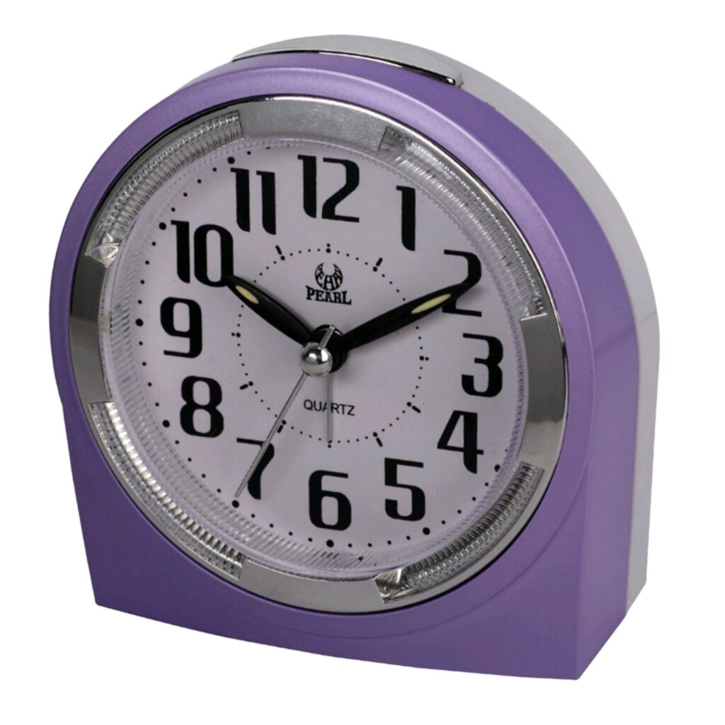 Blesiya Quartz Quiet Sweep Alarm Clock Bedside Bed Clock w/ Night Light: Purple