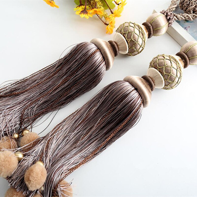 Embrasses de rideaux à Pompons, 2 pièces, cordes à franges, boules de ceinture suspendues, boucle de rideau, fermoir, accessoires