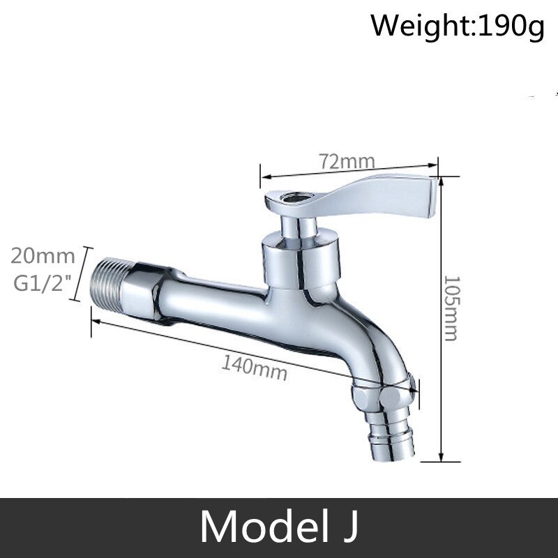 Modern Household Brass single cold tap Outdoor Faucet Garden Wall Bibcock Tap Bathroom Washing Machine mop taps DODI: Model J