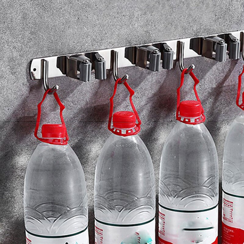 Stainless Steel Mop Holder Wall Hook Punch-free Strong Glue Wall Mounted Mop Organizer Holder Brush Broom Hanger