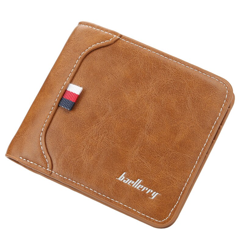 Men's short Wallet soft skin exposure to horizontal slim wallet card package card set of zero wallet: brown