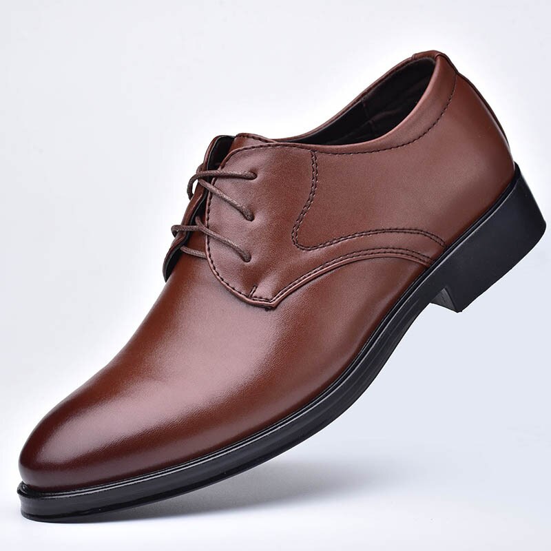 Männer lässig PU Leder Schuhe Luxus Klassische Herren Geschäft Oxford Schuhe Männlichen Hochzeit Party Büro Kleid Schuhe Zapatos De hombre: Braun / 41