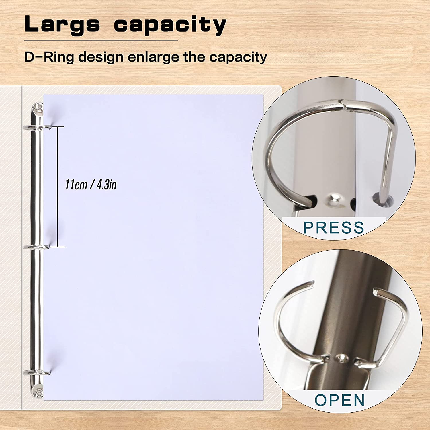 A4 Size 3 Ring Transparency Binder Cover Organizer Folder Holds 8.5&#39;&#39; x 11&#39;&#39; Paper, Clear View Binder D Ring for School, Office